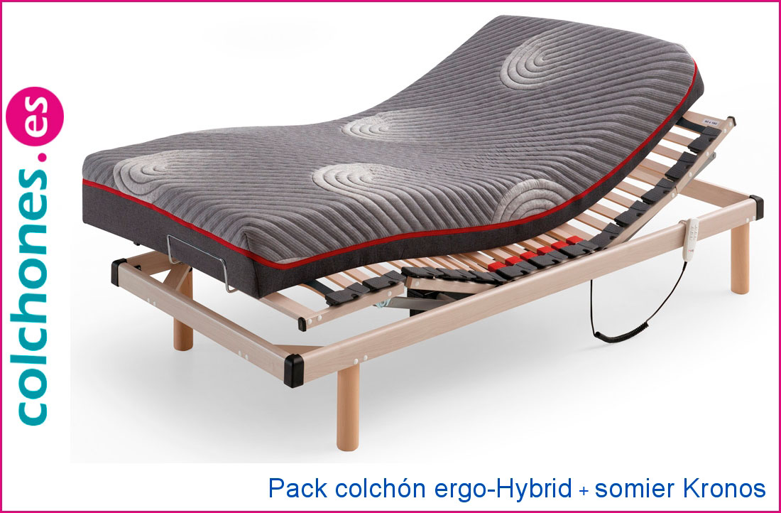 colchón ergo-Hybrid Hukla y somier articulado Kronos-M