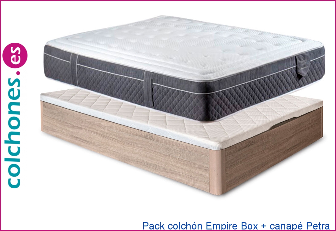 colchón Empire Box y canapé Petra de Colchones.es