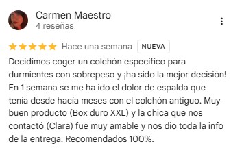 Valoración colchón Box Duro XXL de Colchones.es