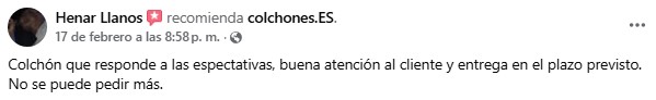 Valoración canapé Patitas de Colchones.es