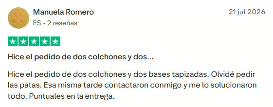 Valoración Colchón Prisma de Sonpura, OCU 2.025