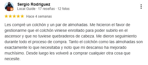 Valoración almohada Freezer de Colchones.es