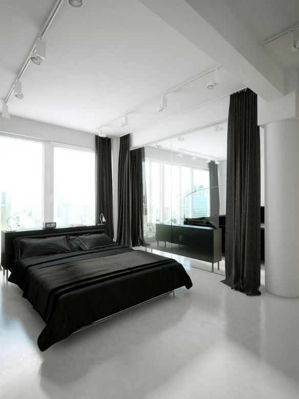Dormitorios blancos, muebles negros: contraste y elegancia