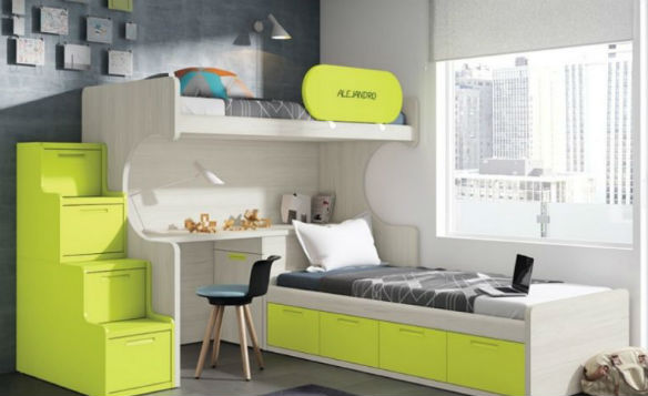 color de moda en 2017. dormitorio greenery